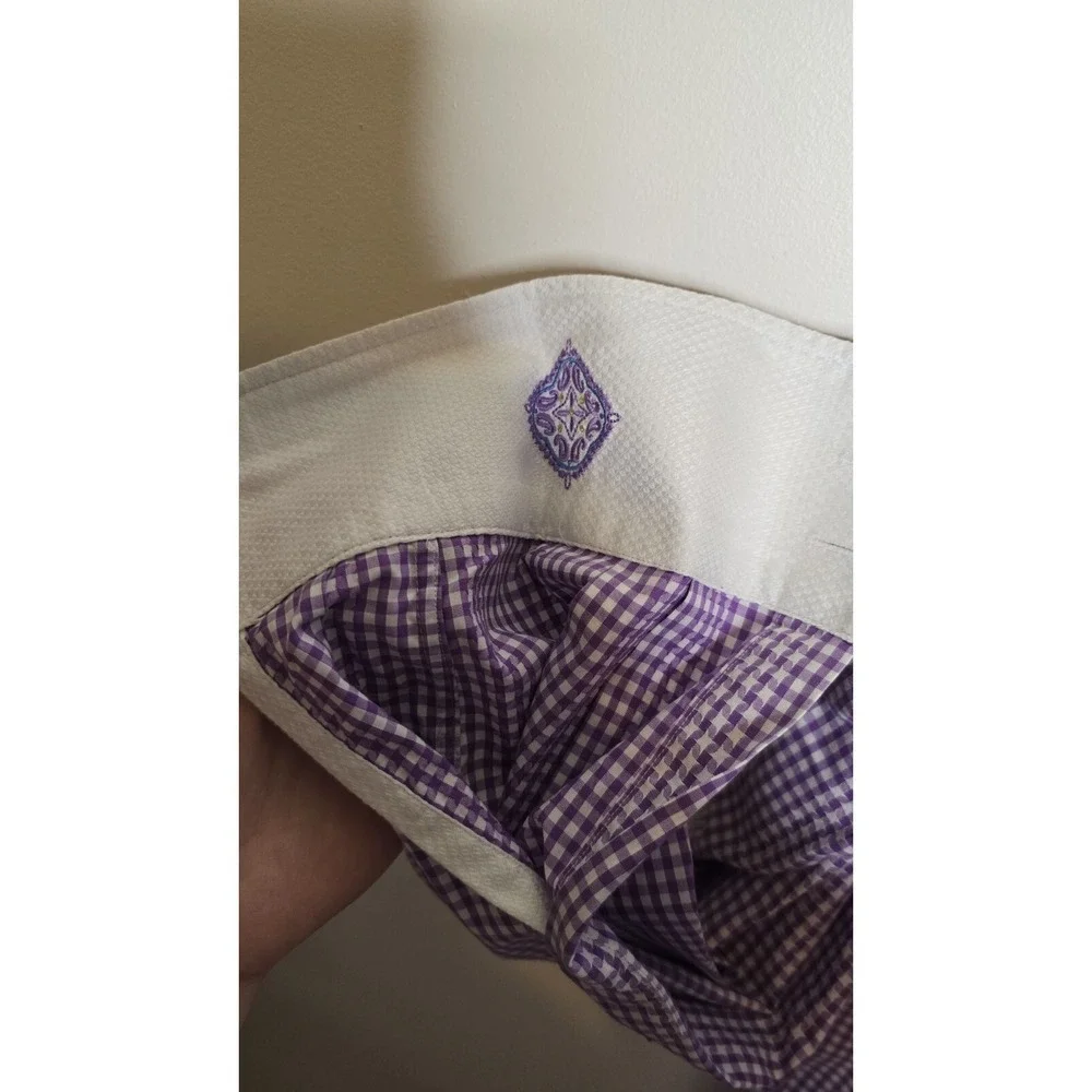 Robert‎ Graham Mens Shirt M Purple Micro Check Houndstooth Flip Cuff Button Up